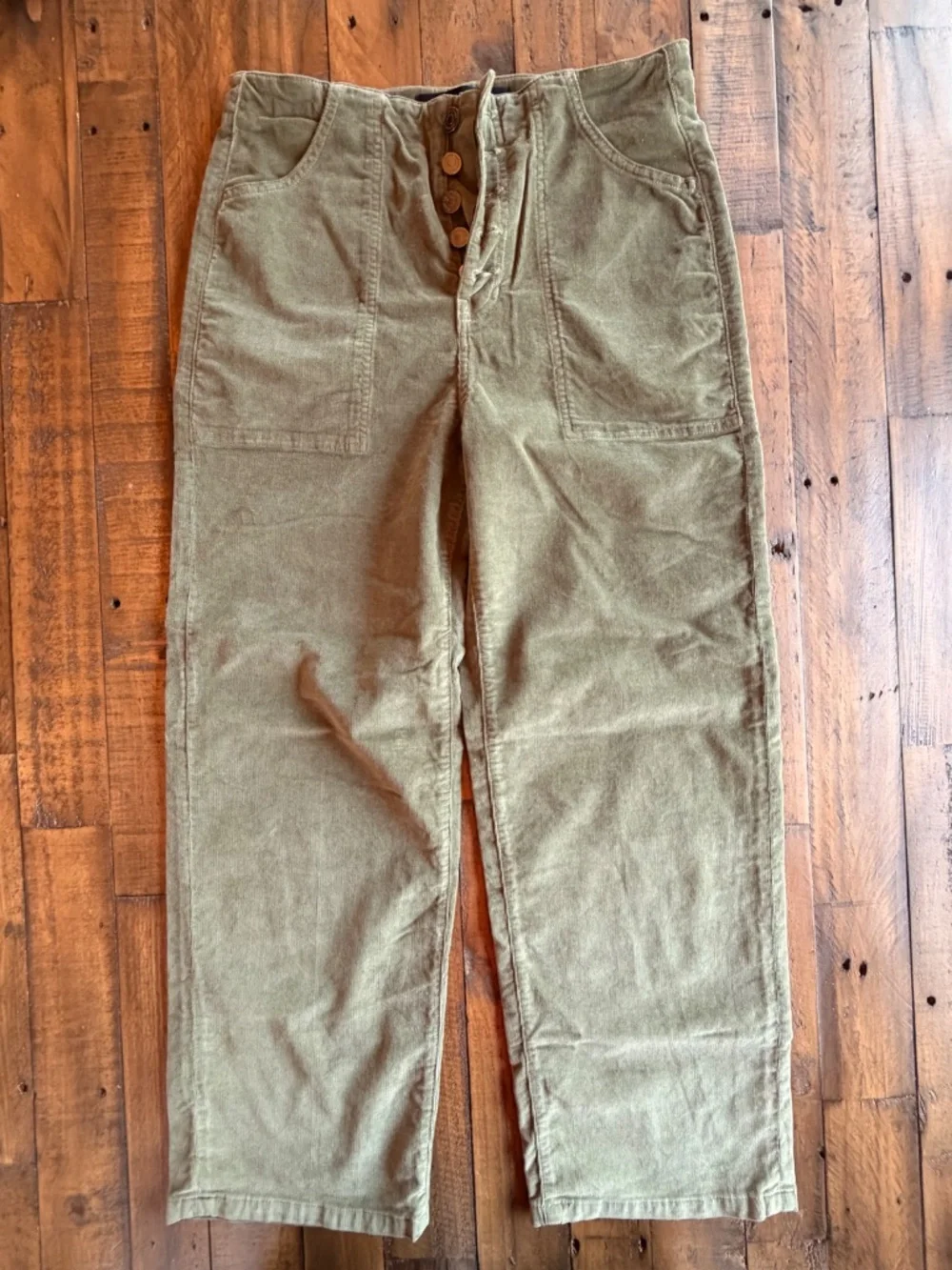 Veronica Beard Crosbie Wide Leg Crop Pants 29 High Rise Corduroy Clover Green EU - Picture 2 of 9